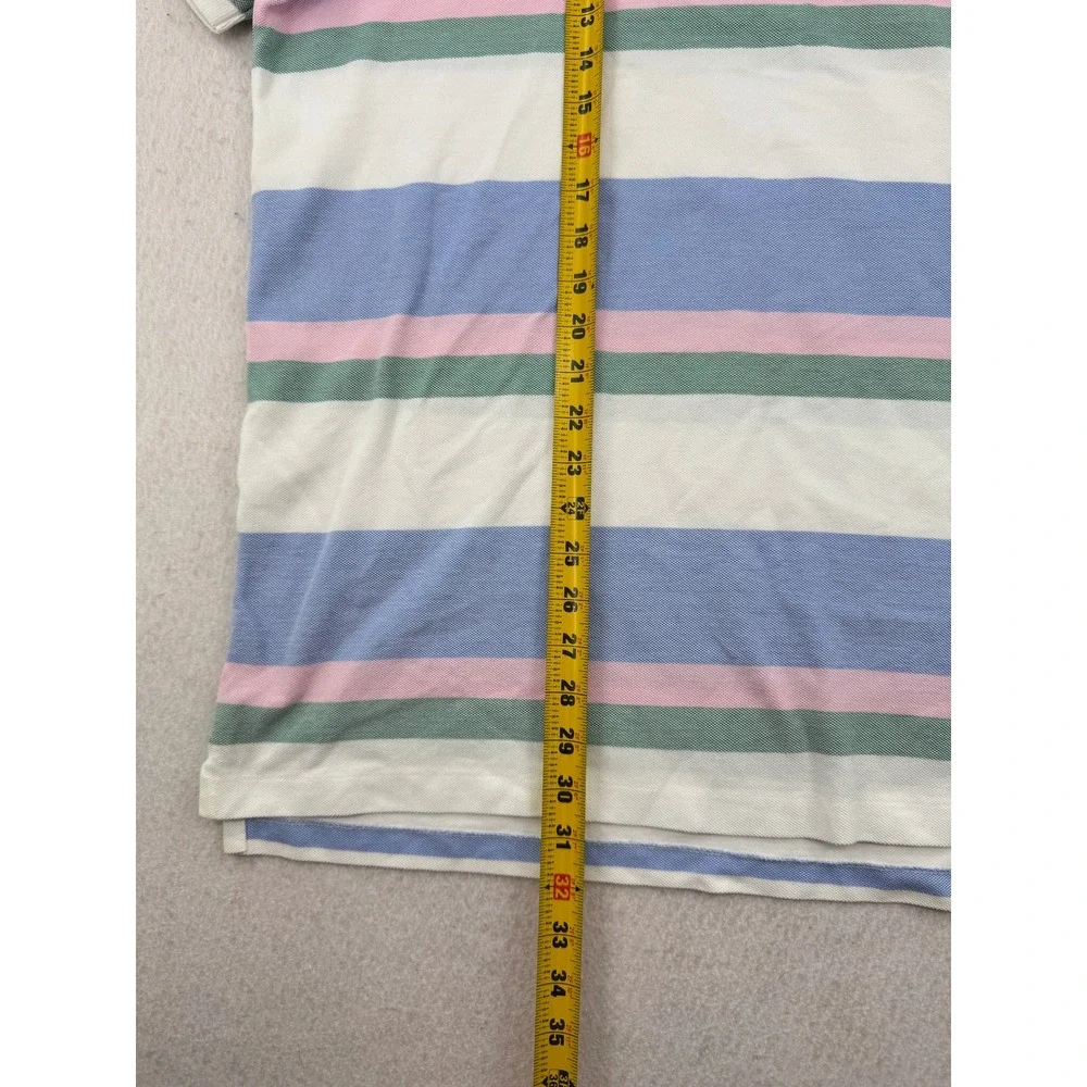 Polo Ralph Lauren Mens XL Classic Fit Short Sleeve Pique Polo White/Blue Striped